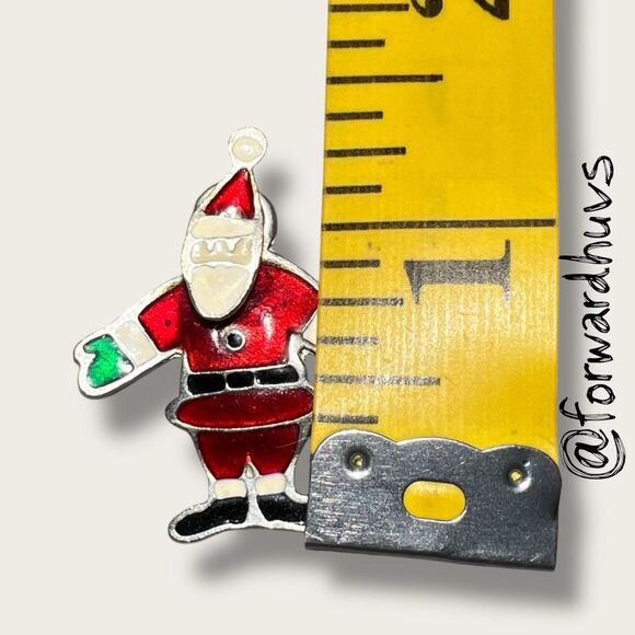 Vintage Santa Two-Piece Earrings – Enamel Stud & Body Back - Picture 4 of 6
